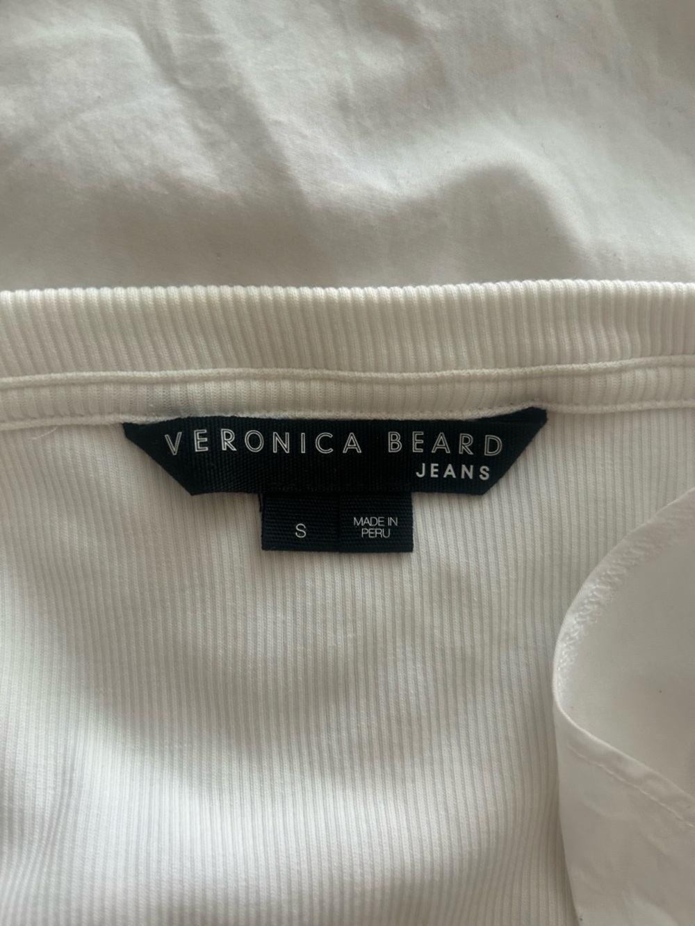 Veronica Beard White Ruffle-Trim Long Sleeve Top - Picture 3 of 3